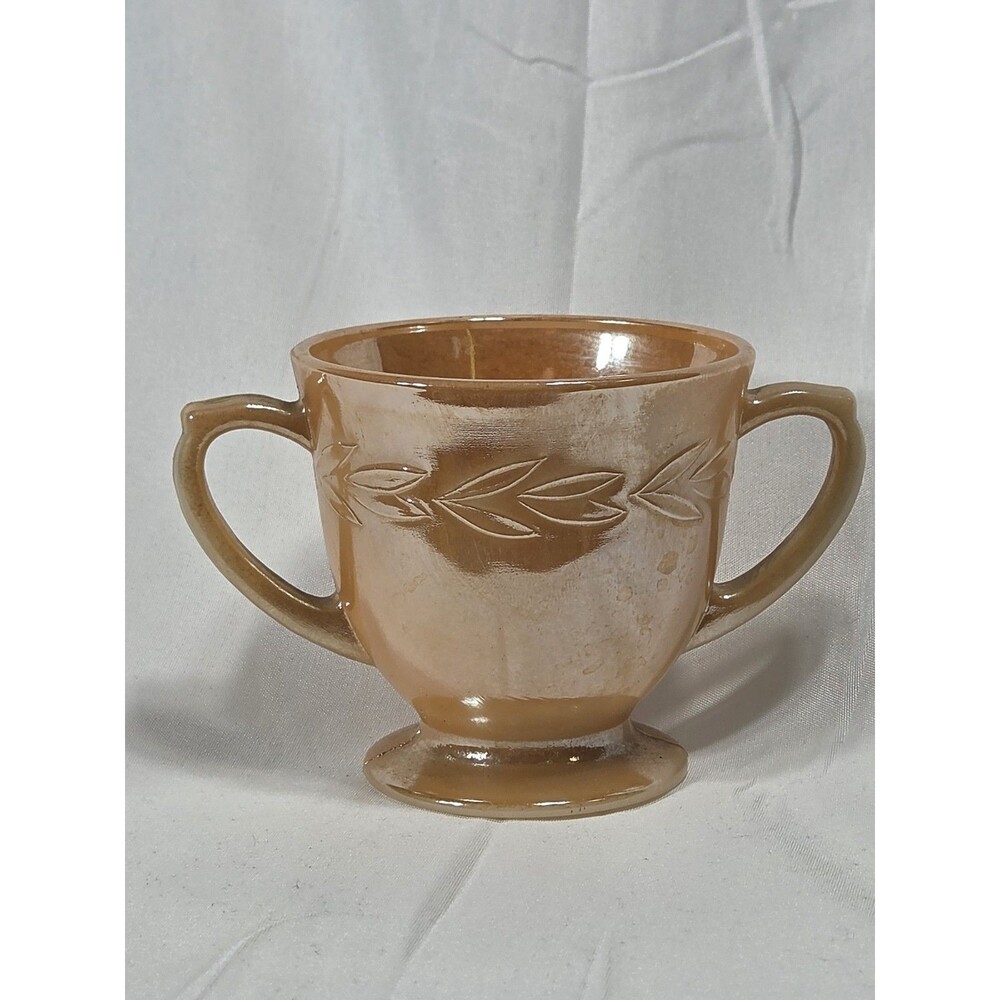 Anchor Hocking Fire King Peach Luster Replacement Laurel Footed Open Sugar Bowl